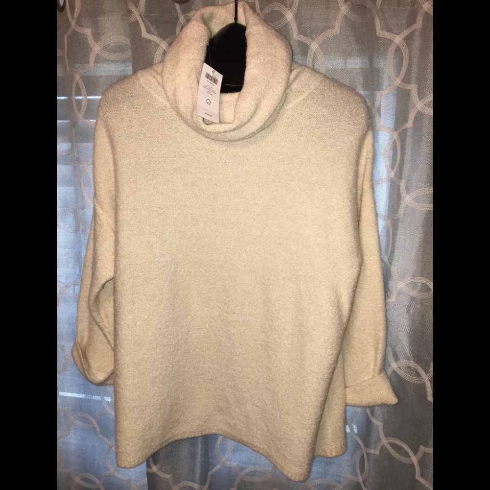 Chico’s Cowl Neck Sweater with Gold threading